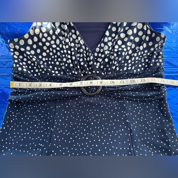 Perceptions Navy and White Polka Dot Midi Dress - Picture 8 of 12